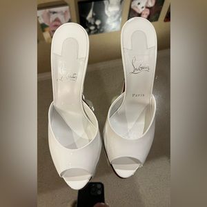 Christian Louboutin white patent me dolly